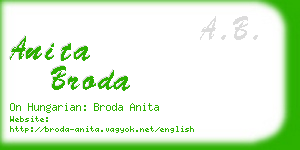 anita broda business card